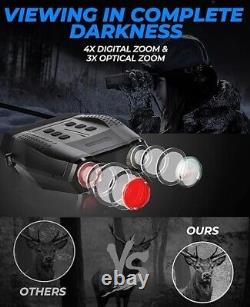 Appareil de vision nocturne numérique 1080P, jumelles infrarouges et lunettes 4X avec 32 Go pour la chasse
