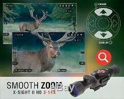 Atn X-sight II Hd Numérique Intelligent De Vision Nocturne 3-14x Rifle Scope # Dgwsxs314z