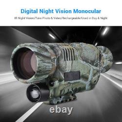 Boblov 5x40 Digital Infrared Night Vision Monocular Camera Camcorder Avec 8 Go 3d