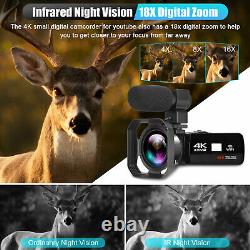 Caméra Vidéo De Caméscope Numérique 4k Ir Night Vision Vlogging Recorder Pour Youtube