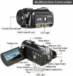 Caméscope Hd 4k Bundle Caméra Vidéo Numérique Microphone 1080p Salut Musique Qualité