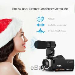 Caméscope Numérique 4k 1080p 48mp Wifi Caméra 0.39x Angle Macro Microphone Objectif