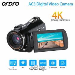 Enregistreur De Caméscope Infrarouge Professionnel Ordro Ac3 Digital 4k Camera Wifi Professional