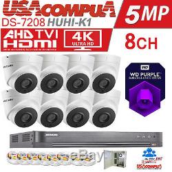 Hikvision 5mp Cctv Système 4k-uhd Dvr 8ch Exir 20m Night Vision Kit Caméra 3tb