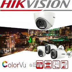 Hikvision Cctv Dvr 4k 5mp Colorvu Caméra Dôme Ds-2ce72hft-f Ip67 20m Système Uk