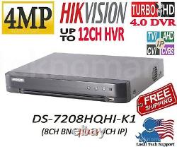 Hikvision Ds-7208hqhi-k1 4mp 8ch Hd-tvi Dvr + 4ch Ip Jusqu'à 12ch Au Total H. 265+