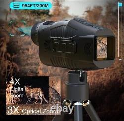 JStoon Monoculaire de vision nocturne numérique avec illuminateur infrarouge et vidéo 984ft 216.