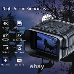 Jumelles de vision nocturne 4K HD avec vision nocturne infrarouge et zoom numérique 8X
