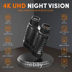 Jumelles de vision nocturne 4K rechargeables avec des lunettes de vision nocturne numériques infrarouges