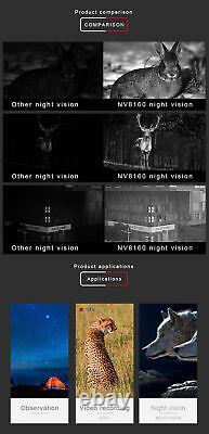 Jumelles de vision nocturne 8X pour la chasse, lunettes de vision numériques infrarouges avec montage sur la tête.