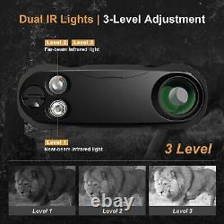 Jumelles de vision nocturne ACPOTEL avec écran large de 3 pouces et vision infrarouge - 32 Go - Neuf dans la boîte