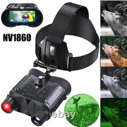 Jumelles de vision nocturne FHD, numériques, à infrarouge, montées sur la tête, rechargeables pour la chasse.