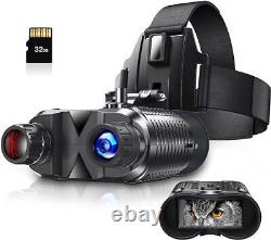 Jumelles de vision nocturne HD numériques à infrarouge montées sur la tête pour la chasse, rechargeables