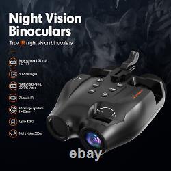 Jumelles de vision nocturne HD numériques à infrarouge montées sur la tête, rechargeables pour la chasse