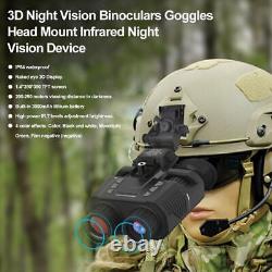 Jumelles de vision nocturne NV8000 3D avec monture pour la tête et vision infrarouge 1080P