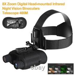 Jumelles de vision nocturne avec monture de tête numérique infrarouge et zoom 8X pour la chasse