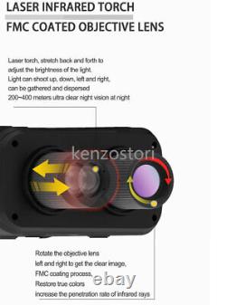 Jumelles de vision nocturne infrarouge 850 nm avec enregistrement numérique et caméra infrarouge pour la chasse.