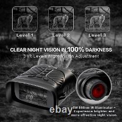 Jumelles de vision nocturne numériques pour l'obscurité totale, zoom optique 10X infrarouge