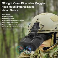 Lunettes de vision nocturne 3D IR 1080p, jumelles infrarouges NV, tête nue avec casque