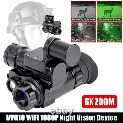 Lunettes de vision nocturne NVG10 monoculaire 6x zoom IP66 pour casque de chasse observation