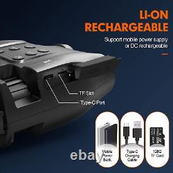 Lunettes de vision nocturne montées sur la tête, jumelles de chasse numériques FHD infrarouges rechargeables