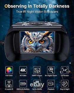 Lunettes de vision nocturne pour obscurité à 100 %, infrarouge numérique rechargeable 1080p