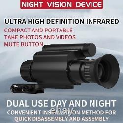 Monoculaire 1080P avec zoom 4X, portée de vision nocturne infrarouge HD 940nm, télescope numérique