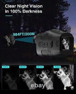 Monoculaire de vision nocturne numérique avec illuminateur infrarouge et enregistrement vidéo à 984 pieds.