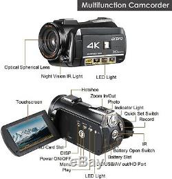Ordro Ac3 4k Caméscope Numérique Hd Caméra Vidéo 1080p 60fps Vision Nocturne Infrarouge