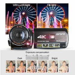 Ordro Ac3 4k Wifi Caméra Vidéo Numérique Camcorder 24mp 30x Zoom DV Enregistreur+mic