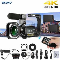 Ordro Ac3 4k Wifi Caméscope Numérique Caméra Vidéo Avec Objectif + Microphone + Capot F1e2