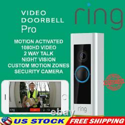 Ring Video Doorbell Pro Hardwired Hd Vidéo De Nuit Caméra De Vision Fonctionne Avec Alexa