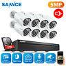 Sannce 8ch 5mp Nvr Cctv Ip Security Poe Camera System Home Outdoor Network 0-2tb
