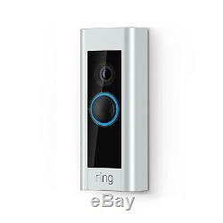 Video Ring Sonnette Pro Wifi 1080p Caméra Hd Avec Night Vision Satin Nickel