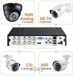 Zosi H. 265+ 1080p Dvr 8ch Enregistreur Vidéo Surveillance Cctv Sécurité Système 1tb
